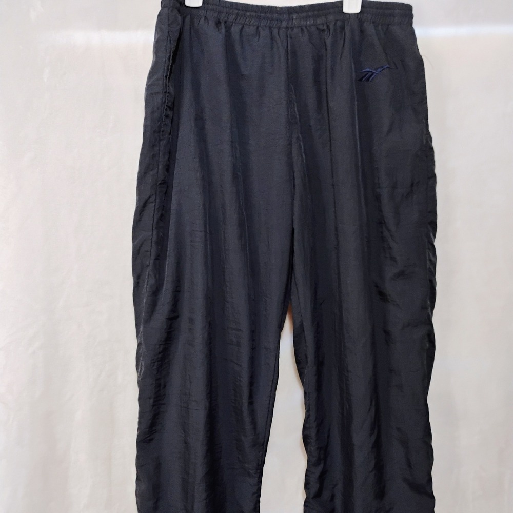 Vtg Reebok Navy Nylon Windbreaker Track Pants Mens XL Zipper Cuffs Logo Y2K W
